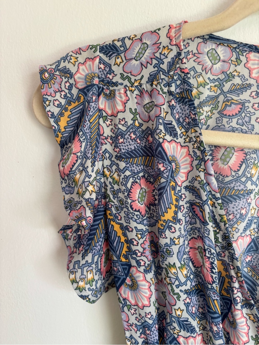 Ella Moss Blue Paisley Maxi Dress with Ruffle Sleeves size Small - Picture 2 of 9
